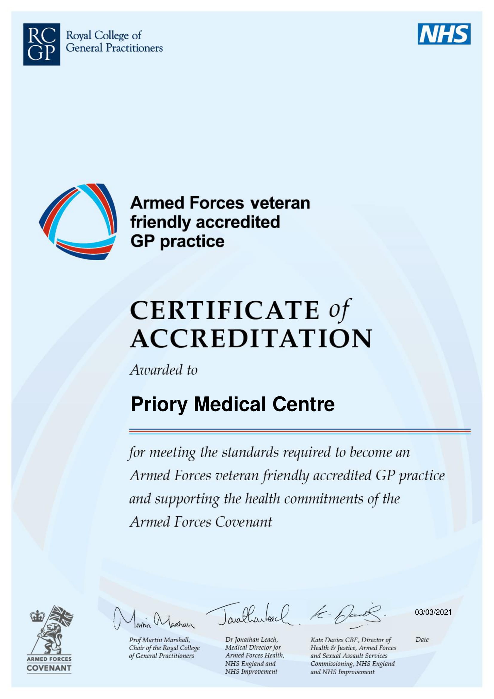 Accreditationcertificatepriorymedicalcentre1